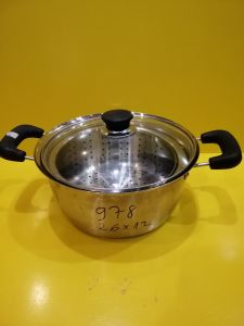 Nồi inox có khay lọc nội địa Nhật size 26cm cao 12cm (mã 978) Dùng được bếp từ