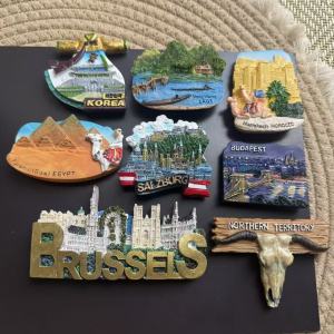 1pc Landmark Fridge Magnet Belgium Budapest Egypt Morocco Austria Korean Laos Australia Colorful Resin Refrigerator Magnet