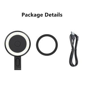 2024แม่เหล็ก S elfie แหวนแสง LED เติมแสงปรับ180 ° พลิกยึดศัพท์สำหรับ iPhone 16 15 14 13 12 Android แต่งหน้า