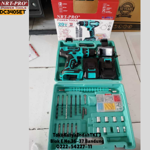 Bor Cordless Drill Baterai Tangan Beton Impact Tembok 20 V 20V Paket Set Mesin NRT-PRO DC 340