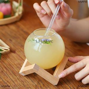 [COD] LFjAFvc Cocktail Cup With Wood Stand Creative Bar ware Drink Cup Ronud Ball Cocktail Mug Fruit Moon Juice Tumbler