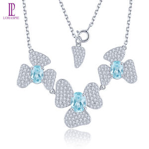 Lohaspie Đồ Trang Sức Chính Hãng 5.2 Carats 925 Sterling Bạc đá topaz xanh dương Mặt Dây Chuyền Tự Nhiên Bầu Trời đá topaz xanh dương Mặt Dây Chuyền đá topaz xanh dương Lớn thời trang nữ Mặt Dây Chuyền 925 trang sức bạc