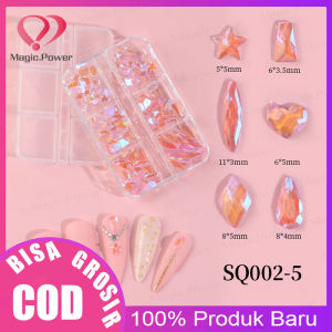 1 Kotak Kantong Berlian Imitasi Bentuk Asimetris Untuk Dekorasi Rhinestones 3D Nail Art DIY