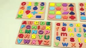 Educational Digital Wooden Number Puzzles Board 3D Blocks Toys for Early Learning Child Montessori