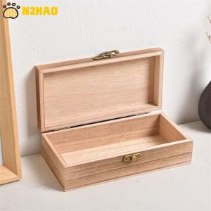 【N2HAO】 1Pc Retro Jewelry Box Organizer Desktop Natural Wood Clamshell Storage Case