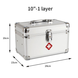 Household Medicine Box Aluminum Alloy Double Open Multi-Layer Medicine Cabinet Wall-Mounted First Aid Storage Box