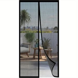 LFPLYQ Self Sealing ic Screen Door Heavy Duty Striped Soft Net Anti Mosquito Curtain Hands Free Vertical Dense Insect Door Screen All Seasons