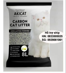 AKI FANCAT Cát vệ sinh mèo 8L cát than hoạt tính khử mùi tốt