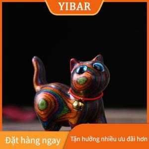 YIBAR Cầu Vồng Khắc Gỗ Mèo Điêu Khắc Mèo Đồ Trang Trí Dễ Thương Màu Gỗ Mèo Máy Tính Để Bàn Văn Phòng Phụ Kiện Trang Trí Nội Thất Quà Tặng Quà Lưu Niệm
