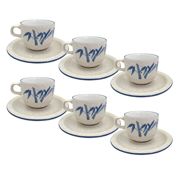 Claytan Japanese Blue Bamboo Stacking Cup and Saucer Set - 6413H