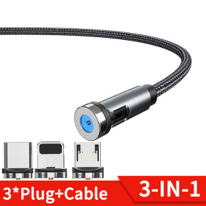 DISOUR Original 540° Degrees Rotation Magnetic Charging Cable Fast Charger Micro USB Type-C Lightning For iPhone Xiaomi Huawei Redmi Samsung Nylon Braided Magnetic Charging Cable For IOS Android