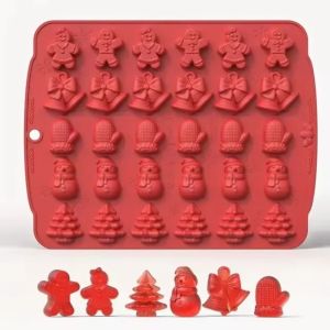 LUSIT Non-Stick Surface Silicone Chocolate Mold Christmas Pattern High Temperature Resistant DIY Cake Decorating Mold Reusable Candy Mold For Christmas Party