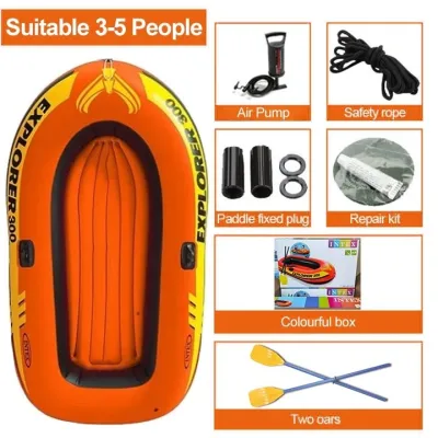 Outdoor Inflatable Boat 3–5 Person Thick Rubber Fishing Boat Durable Canoe Kayak Raft for Lake River Camping & Water Adventures