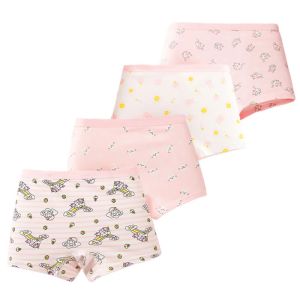 4pcs/Set Young Girls Cartoon Unicorn Print Breathable Briefs Soft Comfortable Underwear For Kids Toddler Boyshort Panties2026
