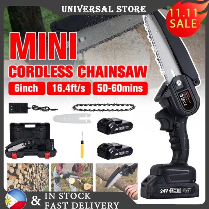 6 Inch Cordless Chainsaw Electric Portable Chain Saw Mini Handheld ...