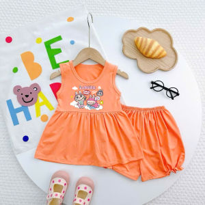 Bộ bé in labubu quần nhún thun thấm hút mồ hôi từ 6kg-27kg.GAIBEO09.