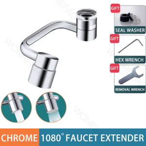 Bathroom Sink Brass Faucet Expander 1080-Degree Rotation 2-Mode Water-Saving Pressurized Sink Extension Filter