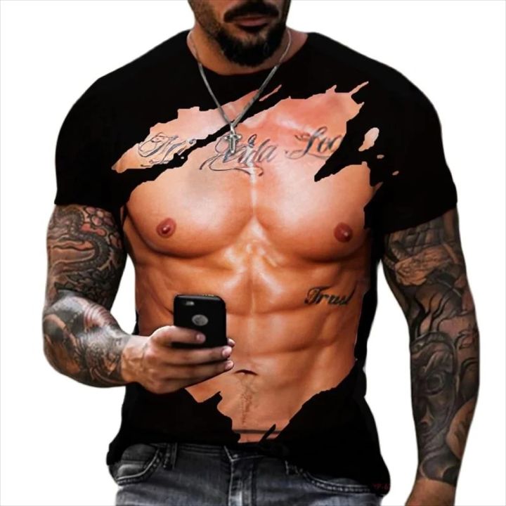 Muscle 3d Printed Mens T-shirt Fashion Street T-shirt Muscle