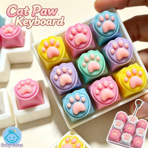 Mini Cat Paw Keyboard Keychain 9 Keys Fidget Toy for Stress Relief Mechanical Keyboard Fun