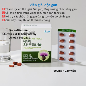 Viên uống mát gan thải độc và phục hồi tế bào gan từ cây kế sữa với chất chống oxy hoá cao cho lá gan khoẻ mạnh và tràn đầy năng lượng (600mg x 120 viên) - Atomy Rhodiola Milk Thistle - 애터미 로디올라 밀크씨슬 - Атоми Родиола расторопша