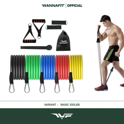 WANNAFIT 11 in 1 Pro Resistance Band Set | Karet Resistensi | Alat Olahraga Rumah