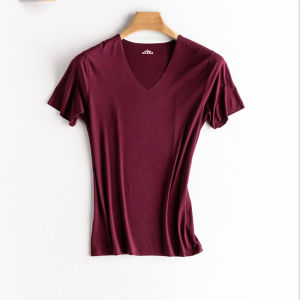 ASRV เสื้อยืดผู้ชาย เสื้อผ้าผู้ชาย t shirt for men เสื้อยืดผ้าไหมเย็นไร่รอยต่อสำหรับผู้ชาย เสื้อยืดรัดคอV อากาศร้อนๆ ใส่เล่นกีฬา ใส่ซับใน เสื้อยืดแขนสั้นคอวี Ice Silk ผู้ชาย