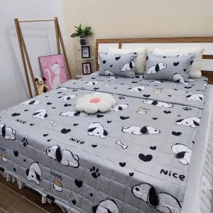 Bộ Chăn Hè 5 món - Mền Đẹp Sẵn Ruột Ga Gối Cotton Poly 1m21m61m82m2 An Toàn Cho Sức Khỏe Gia Đình[Chó ngủ]