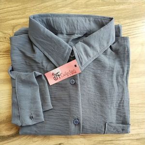 Blouse Wanita Oversize LD 124 Blouse Crincle Airflow Polos Busui Atasan Lengan Panjang Rit Shop