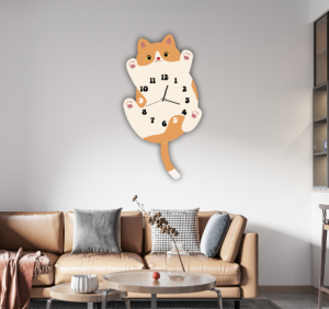 Hug Cat Wall Hanging Decor Clock - Cute and Adorable Wall Clock for Home Decor