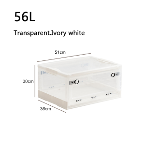 Folding Storage Box Transparent Plastic Organizer with Lid Multifunction Cabinet with Pulley