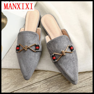 MANXIXI Fashion Loafers Beautiful Suede Mules Liesure Flat Sandals For Women (Size 32-42)