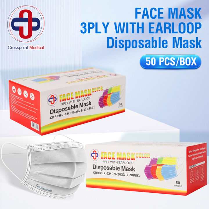 Crosspoint Medical Disposable FaceMask with Triple Layer Protection ...