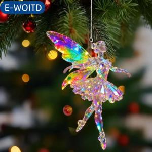 E-WOITD Lấp lánh 2D Acrylic Mặt dây Ballerina mô phỏng cây Giáng sinh treo xe gương chiếu hậu quyến rũ trang trí đồ trang trí