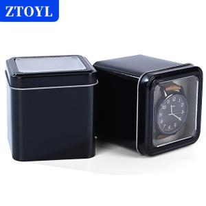 [COD]🔥🔥🔥ZTOYL 8CM Square Black Watch Organizer Box Show Holder Tinplate Can Metal Sealed Jewelry Gift Box Display Case With Cushion