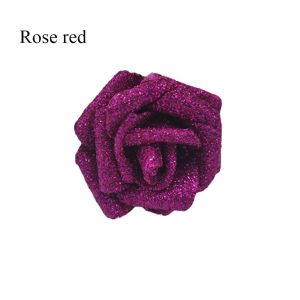 YERZ DIY Blue Roses with Glitter Powder Bride Bouquet Foam Roses Artificial Roses Decoration Artificial Flowers