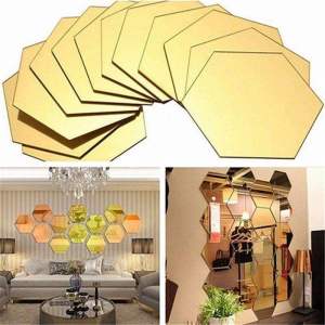 12pcs 3D Mirror Hexagon DIY Sticker Dinding Model Vinyl Removable Wall Sticker Decal Home Living Room Decor