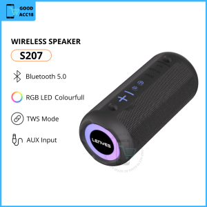 LENYES S207 LED Colorfull Lights Wireless Speaker Bluetooth 5.0 Portable Hifi Sound Quality TWS