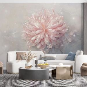 ดอกไม้แขวนผ้าห้องนั่งเล่นวอลล์เปเปอร์หรูหราทีวีภูมิหลังยุโรปแขวนผ้าพื้นหลัง