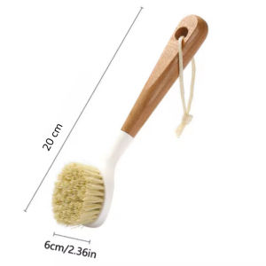 1Pcs Kitchen Cleaning Brush Natural Wooden Handle Cleaning Brush Cast Iron Frying Pan Brush