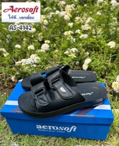 S รองเท้าแตะแบบสวม แอโร่ซอฟ Aerosoft รุ่น MA4142 ไซส์ 38-45 สี ดำ น้ำตาล ลดจากราคาป้าย 440   รองเท้าไม่กลัวน้ำ เบาสบาย ทนทาน