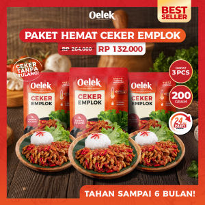 Oelek Paket Bertiga Ceker Emplok Mercon Tanpa Tulang / Ceker Mercon Pedas /  Lauk Siap Saji / Makanan Instant Food / Lauk Sambal