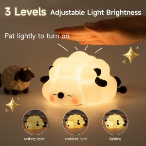 Cute Sleeping Sheep Light Perfect Bedside Touch Lamp with 30 Min Timer for Breastfeeding,3 Speed Intensity Adjustable Sleeping Sheep Light瞌睡羊小夜灯