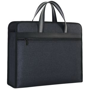 DFVDSPW Waterproof A4 File Bag Multiple Compartments Large Capacity Canvas Briefcase File Organizer Simple Laptop Handbag School/Work Supplies