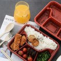 25Pcs Red Bento Box with Lids 1/2/3/4/5 Grid Partition Takeaway Packaging Box 10Pcs. 
