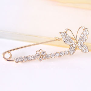 Minwen Women Brooches Scarf Bling Bling Rhinestone Flower Brooch Pins