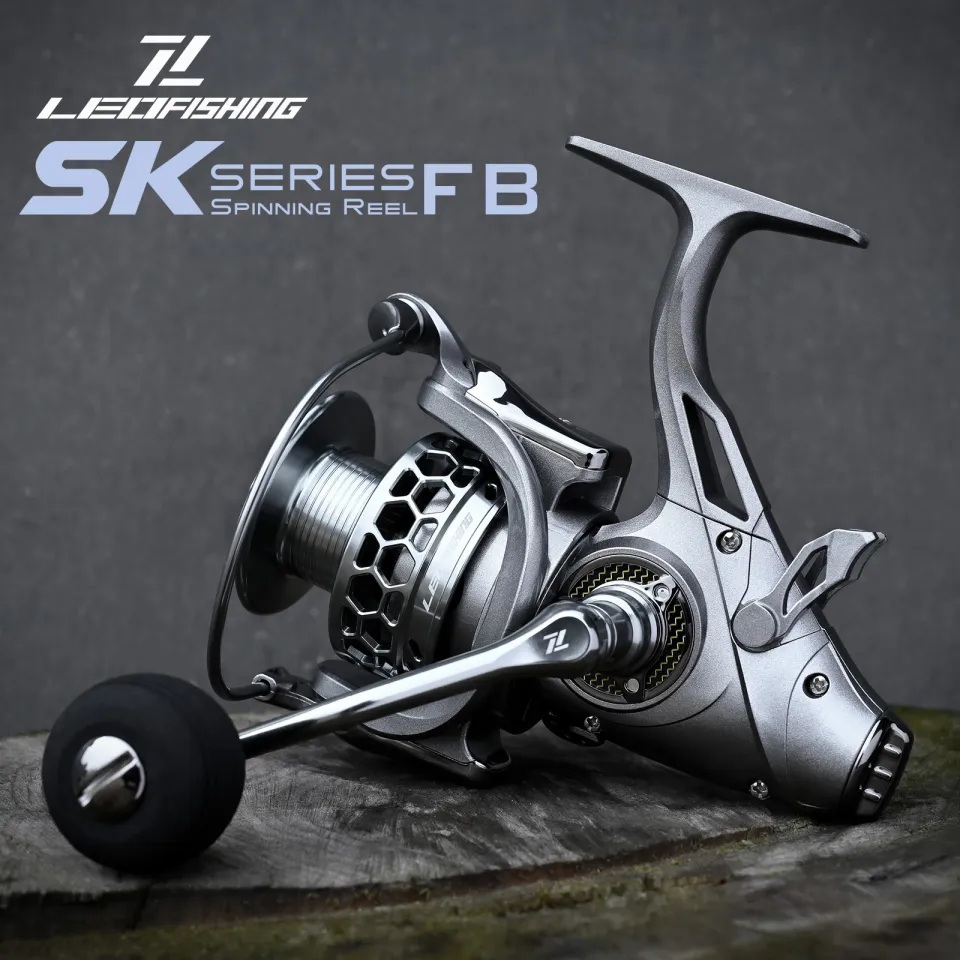 LEOFISHING SK-FB Series Front and Rear Drag System CNC Bearings Metal Power  15KG Drag Carp Fishing Reel with Extra Spool Freshwater Spinning Reel
