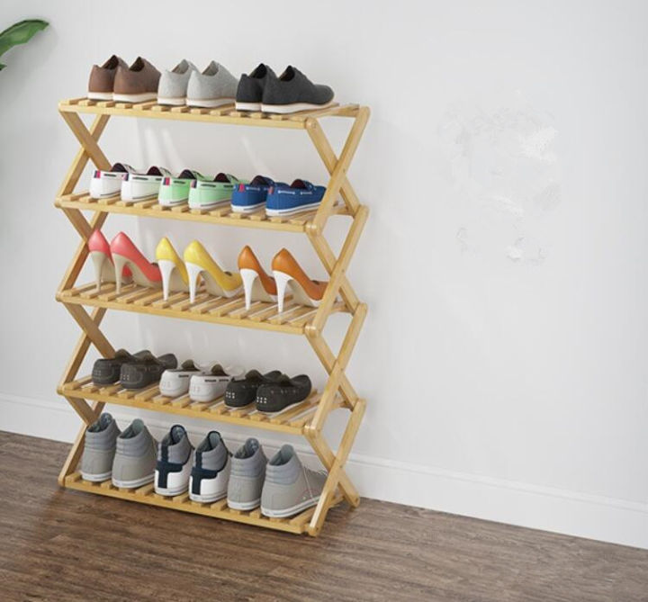 《SG Stock》Assembled bamboo shoe rack Shelf storage Easy to use No ...