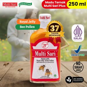 Madu Multisari Plus 250 ml Murni Asli Alami Ekstra Royal Jelly dan Bee Pollen