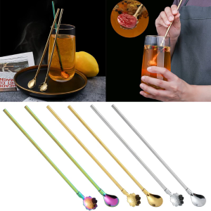 3 màu sắc để lựa chọn 2 trong 1 vật liệu thép không gỉ Ống hút ống hút tái sử dụng cho trà milkshakes Cocktail smoothies