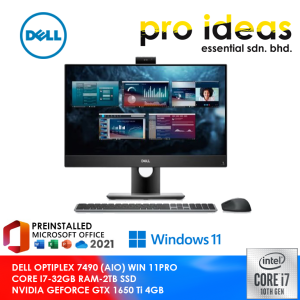 DELL OPTIPLEX 7490 ALL IN ONE / NVIDIA GEFORCE GTX 1650 Ti 4GB / UP TO 32GB RAM - UP TO 2TB SSD / 6 MONTHS WARRANTY